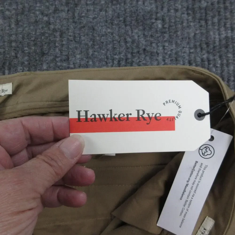 Hawker Rye Pants Mens 38 Brown Chino Athletic Straight Flat Front 37x30.5* NWT